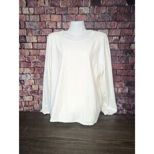 NWT J.Crew Long Sleeve Clip Dot Top Ivory Size XXL